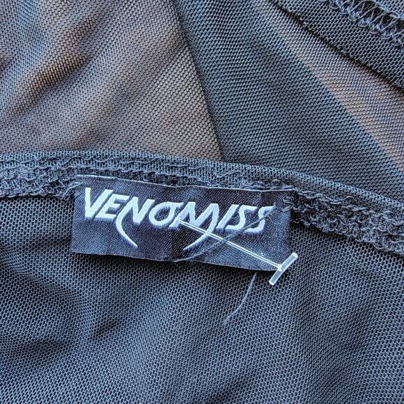 Venomiss OS Slave To The Rave Long Sleeve Mesh Crop Top - Picture 3 of 3